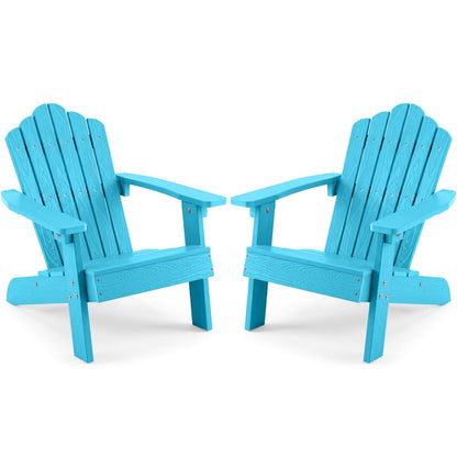 Set of 2 Kids Adirondack Chairs All-weather Outdoor Chairs for Children with Tilted High Backrest