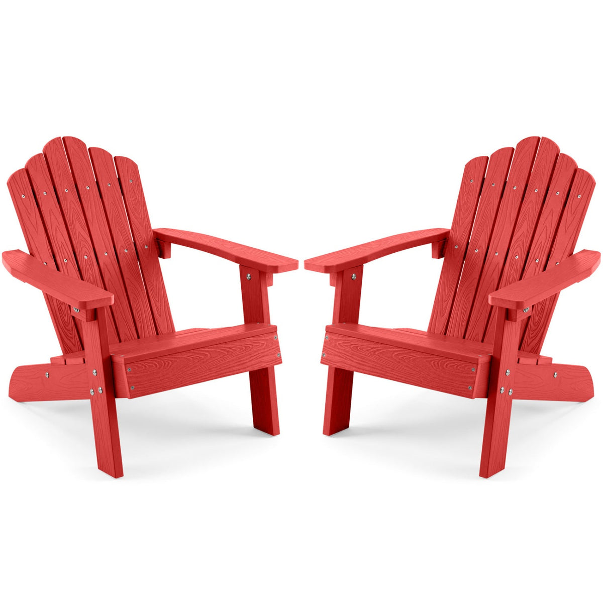 Set of 2 Kids Adirondack Chairs All-weather Outdoor Chairs for Children with Tilted High Backrest