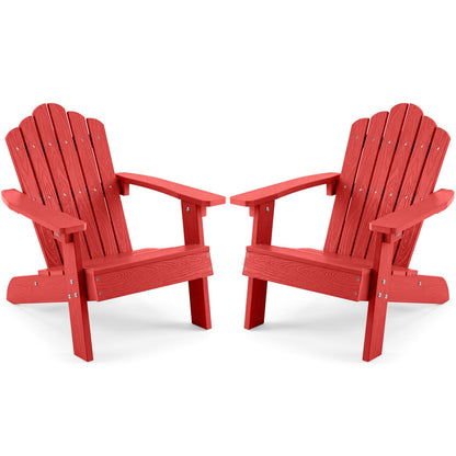 Set of 2 Kids Adirondack Chairs All-weather Outdoor Chairs for Children with Tilted High Backrest