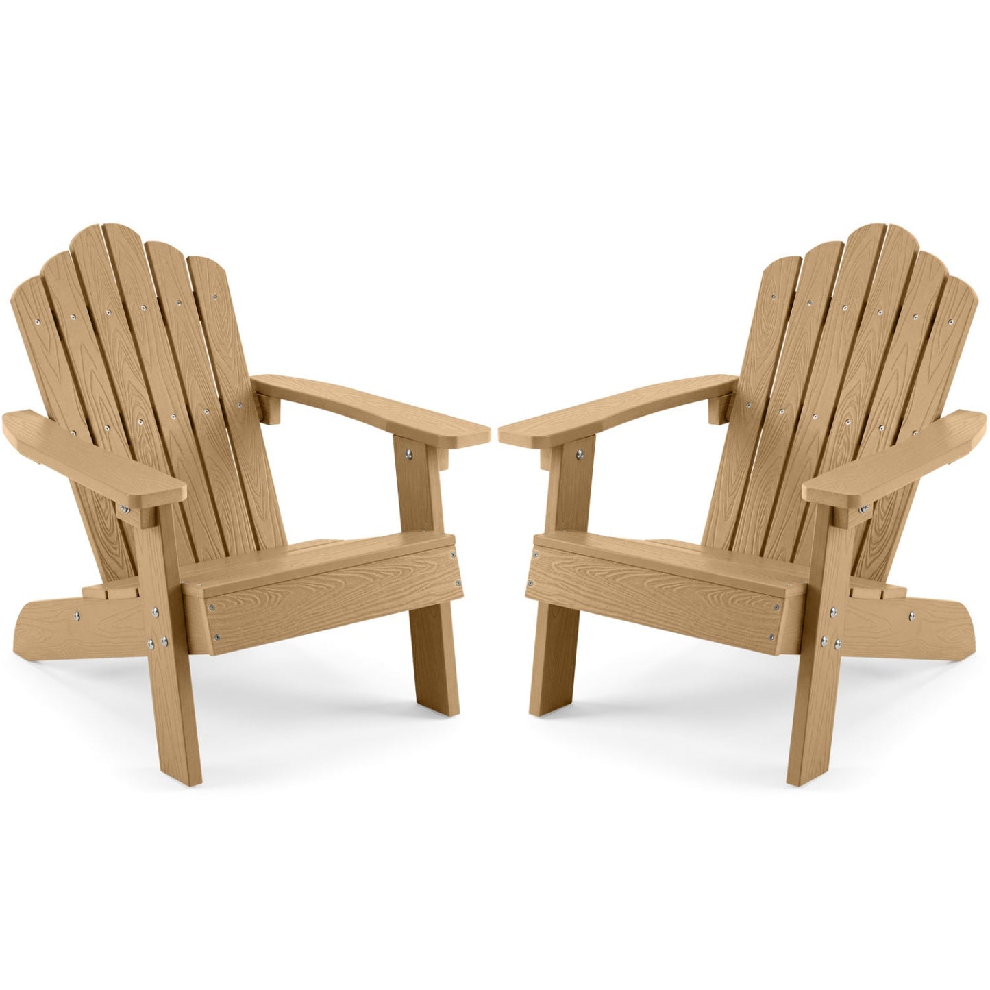 Set of 2 Kids Adirondack Chairs All-weather Outdoor Chairs for Children with Tilted High Backrest