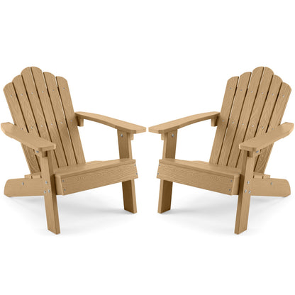 Set of 2 Kids Adirondack Chairs All-weather Outdoor Chairs for Children with Tilted High Backrest