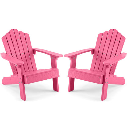 Set of 2 Kids Adirondack Chairs All-weather Outdoor Chairs for Children with Tilted High Backrest