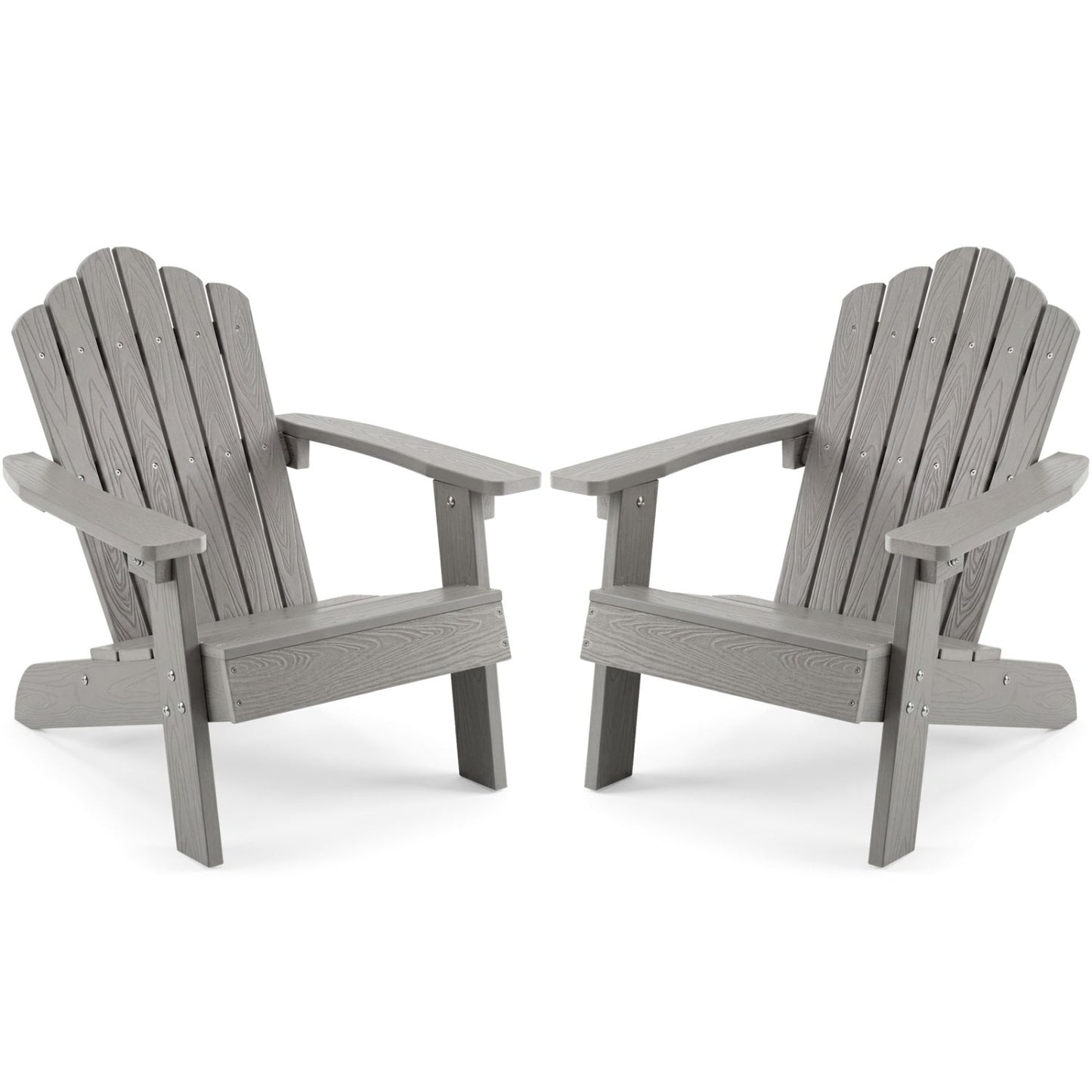 Set of 2 Kids Adirondack Chairs All-weather Outdoor Chairs for Children with Tilted High Backrest