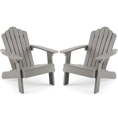 Set of 2 Kids Adirondack Chairs All-weather Outdoor Chairs for Children with Tilted High Backrest