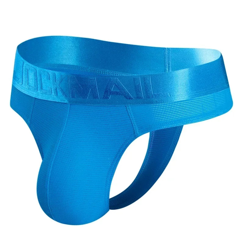 Sexy Men Underwear Jockstrap T-Back Thongs & G-Strings Tangas Mens Bikini Brief Nylon Mesh Fast Dry As Underwear or Swimwear