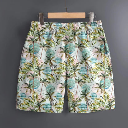 Men's Hawaiian 3D Summer Cool Leaf Pattern Beach Shorts Quick Dry Outdoor Leisure Sports Shorts Fashion Men's Shorts