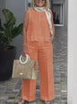 Cotton Linen Comfortable Two Piece Sets Women Outfits 2024 Summer Autumn Solid Casual Tops Pants 2 Piece Set For Women Suit