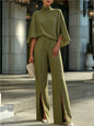 Autumn Women's Half Turtleneck Shawl Top Fashion Slit Wide Leg