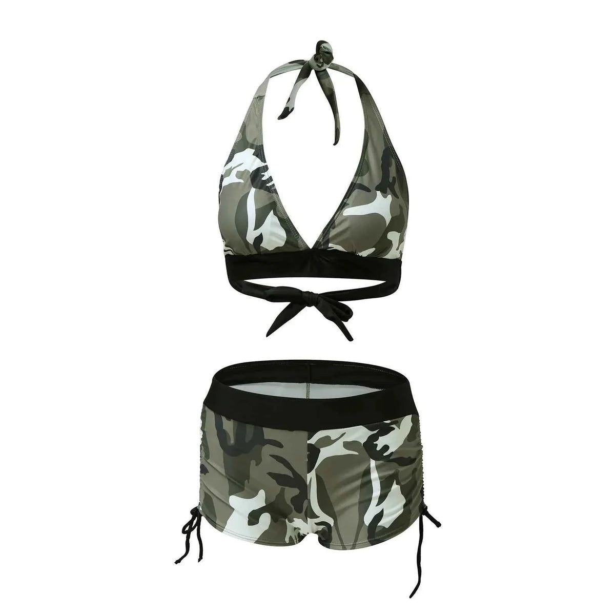 Camo Print Halter Two Piece Bikini Set