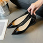 Women Low Heels 5cm Internal Height Increasing Shoe Fashion Flats Women Shoes Pointed Toe Patent Leather Office Driving Shoes