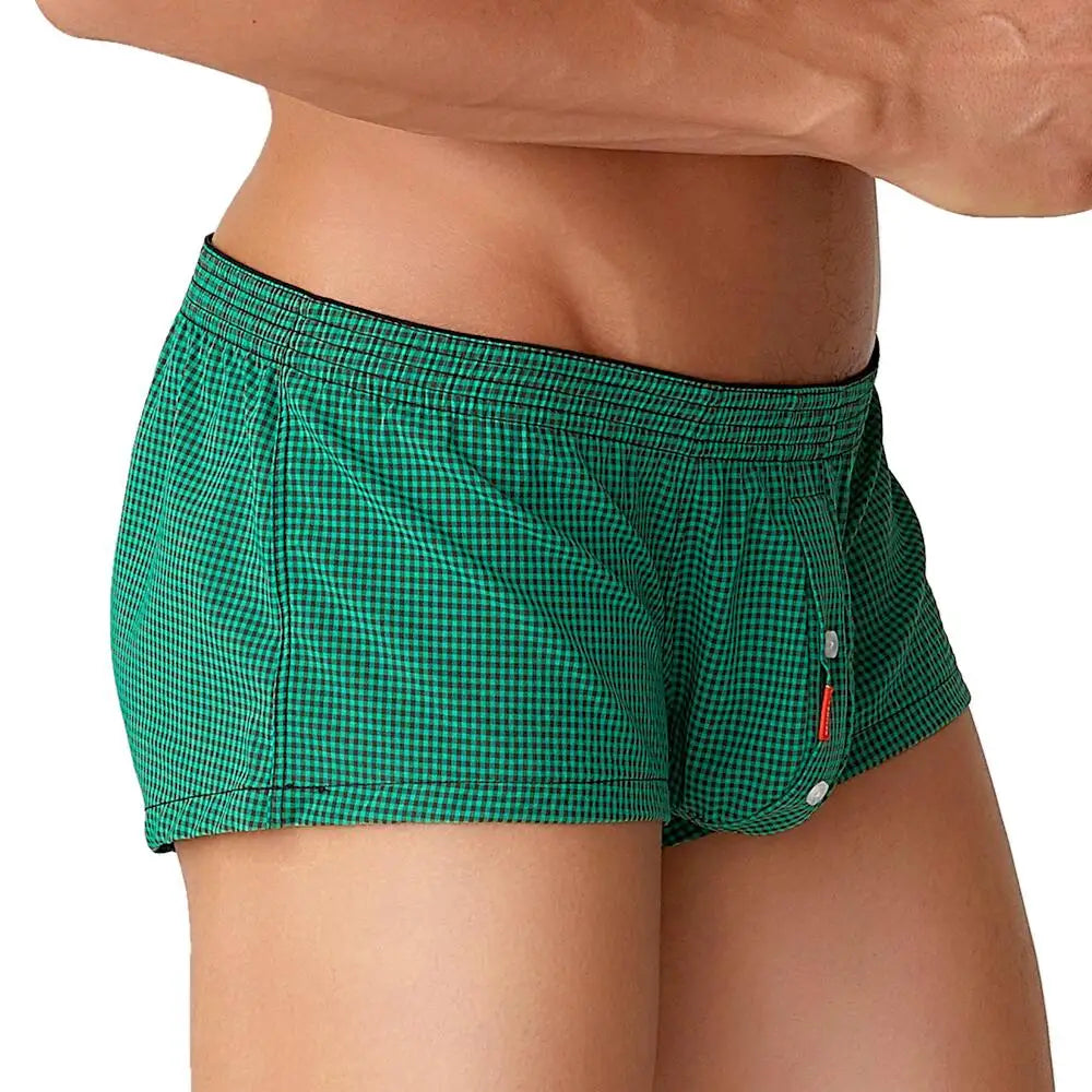 SEOBEAN Plaid Boxers Men's Underwear Boxer Shorts Home Lounge Arrow Panties Shorts Male Underpants Breathable Men Sleep Bottoms