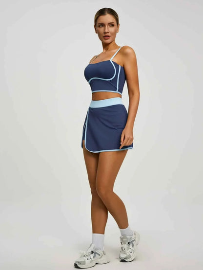 Women's Sports Set: Padded Crop Top & Pocket Skort