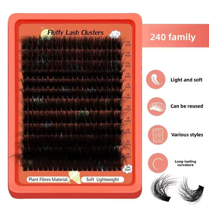 Beginner Friendly 80D-100D Fluffy 8D D Curl Lash Clusters 0.07mm 14-22mm Easy DIY At Home Self-Graft Eyelashes