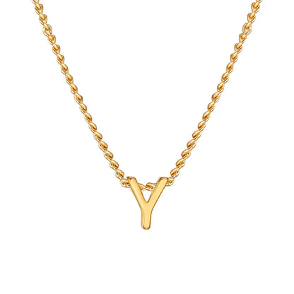 Vnox Chic Tiny A-Z Letters Necklaces for Women Girls, Gold Color Stainless Steel Initial Chokers,Small Pendent Necklaces Jewelry