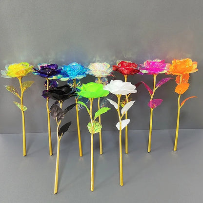 5/10/20pcs 24K Foil Plated Rose Valentine's Day Creative Gift Gold Rose Lasts Forever Love Wedding Decor Lover Lighting Roses
