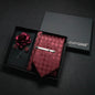 Wine red Men Tie Paisley Silk Tie Pocket Square Cufflink Luxury Gift Box Set Wedding Gravat Accessories Neck Tie For Men