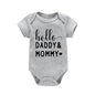 Hello Daddy Mommy Newborn Baby Bodysuit Pure Cotton Short Sleeve Summer Jumpsuit Cute Baby Onesie
