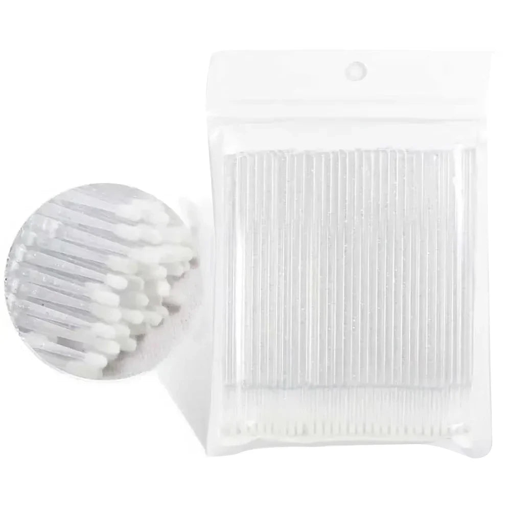 100PCS Micro Swab Applicator Eyelash Cleaning Brush Lash Extension Micro Brushes Cotton Swab Individual Eyelashes Removing Tool