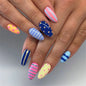 24pcs Red Star Print Fake Nails Sweet Cool Short Almond Press on Nail for Women Wearable Detachable Ins Spice Girl False Nails