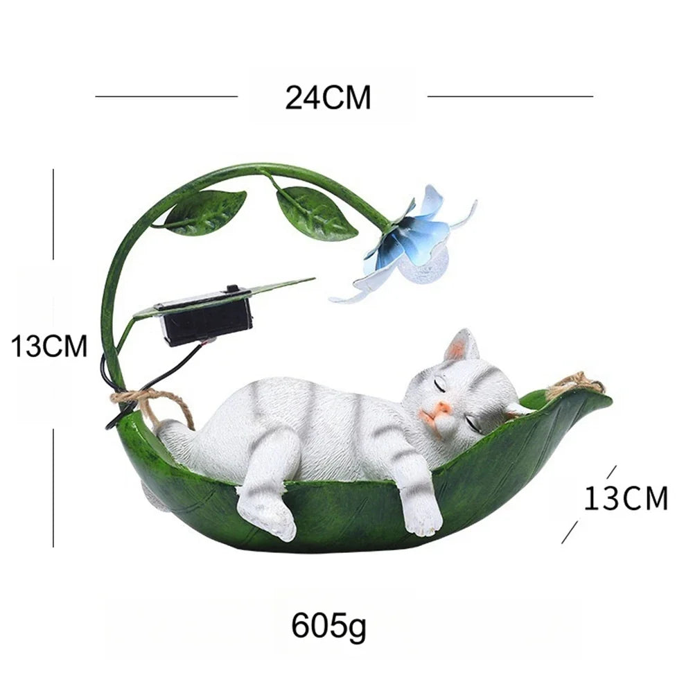 New Swinging Resin Cat Craft Garden Solar Animal Squirrel Statue Ornament Light Tree Hanging Garden Resin Decoration