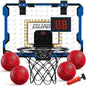 LED light electronic wall mounted basketball hoop, water pool home basketball hoop with 4 basketballs, family party game supplie