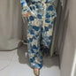 Casual Women's Printed Blouses Pant Set Loose Long Sleeve Lapel Lace