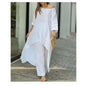 2025 Loose New In Matching Sets Two Piece Outfit 2 Pieces Set For Woman Solid Color Irregular Hem Long Sleeves Wide Legs Trouser