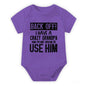 Cute Cotton Baby Bodysuit with "Back Off! I Have A Crazy Grandpa" Print Short Sleeve Baby Girl Boy Jumpsuit Kids Cotton Clothes