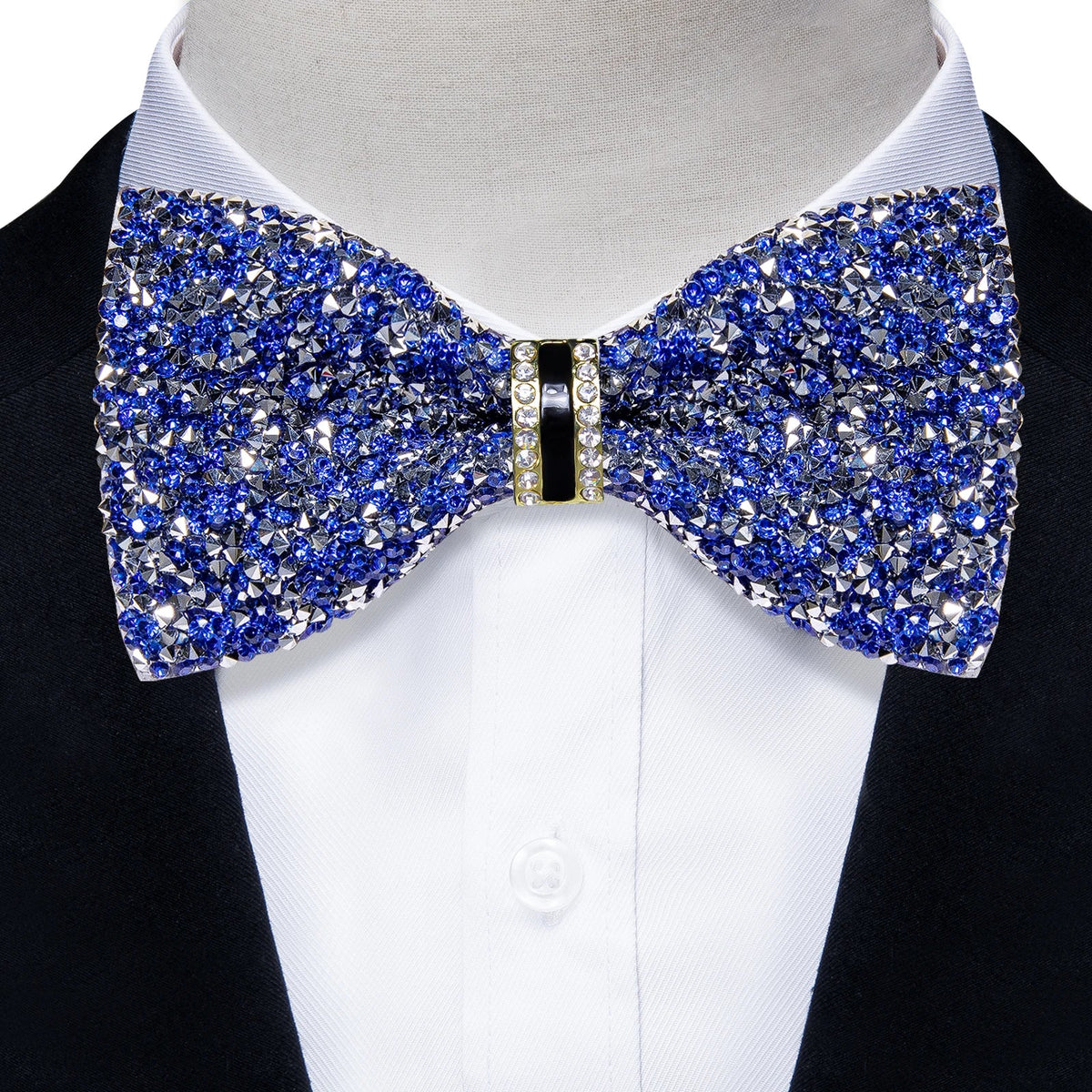 Sparkle Rhinestone Bow Ties for Men Pre-Tied Diamond Sequin Bowtie with Adjustable Length Wedding Party