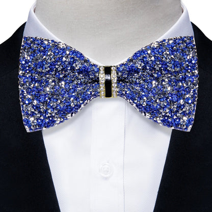 Sparkle Rhinestone Bow Ties for Men Pre-Tied Diamond Sequin Bowtie with Adjustable Length Wedding Party