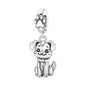 Hot Sale 925 Sterling Silver Dog Cat Cute Pet Animals Pendant Birthday Party Gift for Women Bangle Bracelet Necklace DIY Jewelry