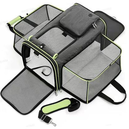 Cat Bag Foldable Large Capacity Cat Outdoor Car Expansion Portable Pet Handbag Breathable Diagonal Cross Bag for Cats and Dogs