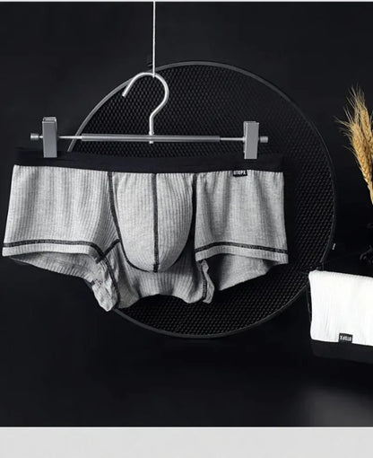 Men's Underwear Personalized Design Low Waist Boxers Pack Breathable Single Layer U Convex Pouch Boxershorts Men