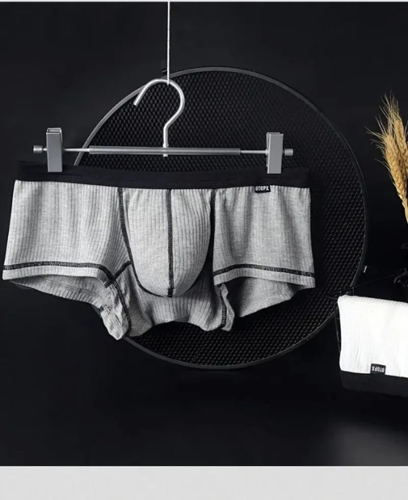 Men's Underwear Personalized Design Low Waist Boxers Pack Breathable Single Layer U Convex Pouch Boxershorts Men