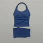 2 Pieces Shorts Yoga Set Women Backless Halter Tops High Waist Seamless Shorts Gym Suit Fitness Sportswear Workout Sets