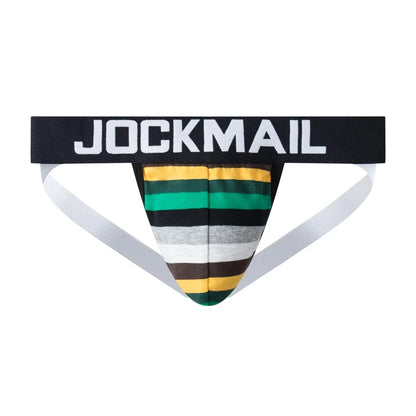 Sexy Men Underwear Brief Underpants Rainbow Stripes Gay Men's Jockstrap Bikini Slip Men's Tanga String Thong Breathable Cotton