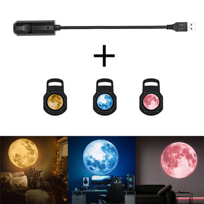 1 Piece + 3 Pieces of Moon Projection Lamp, Romantic Home Atmosphere