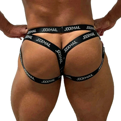 Jockmail Men Sexy G String Thong Erotic Jockstrap Bondage Gay Underwear Penis Pouch Strap Harness Hollow Lingerie Sissy Panties
