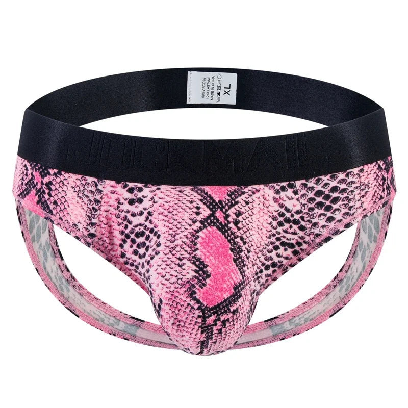 Sexy Leopard Hollow Men's Briefs  Men Underwear Low Waist Gay Jockstrap Panties Bikini Sissy Underpants Male Thong Breathable