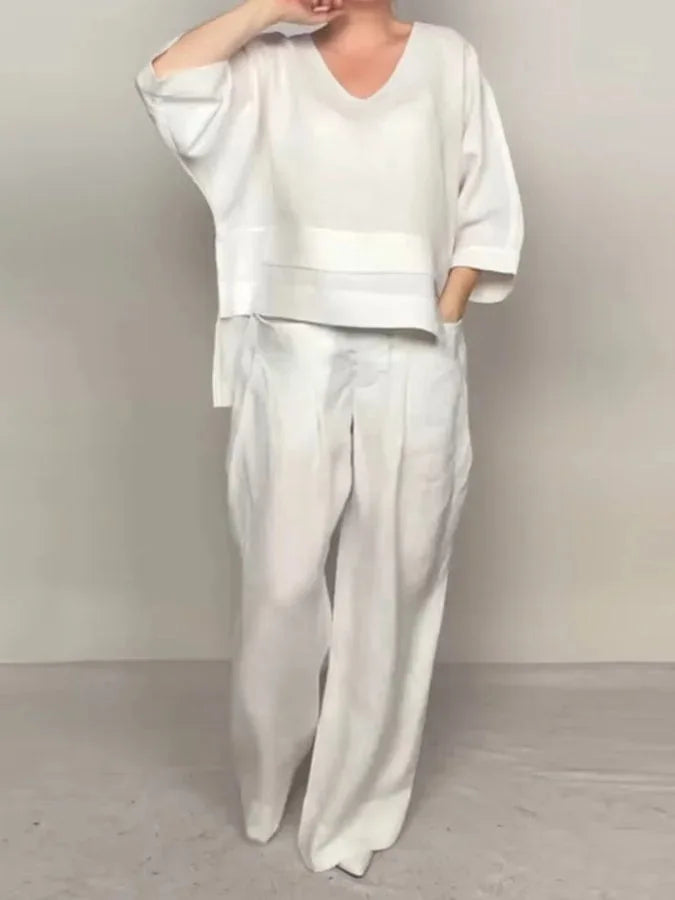 Casual Loose Irregular Cotton Linen Women's Top Set Spring Summer New