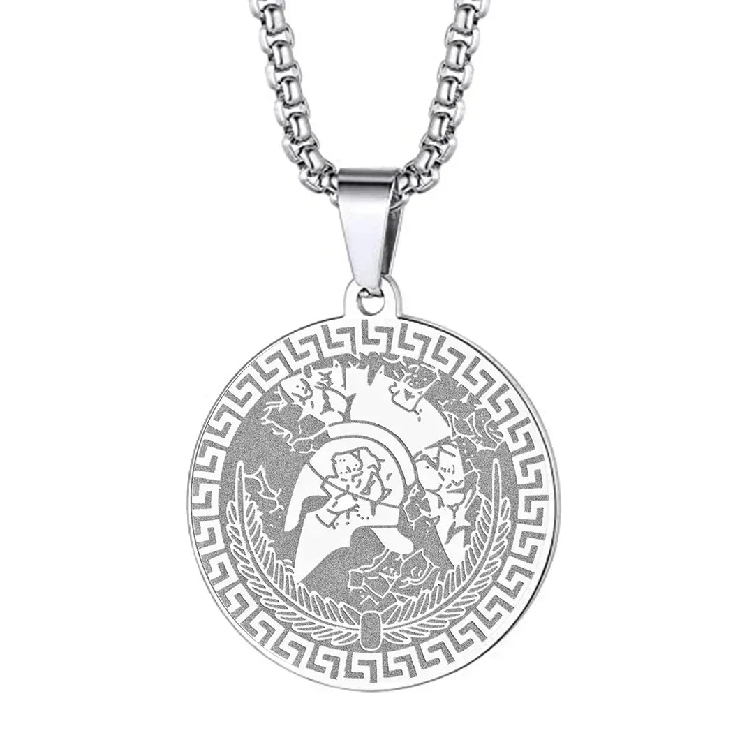 Mens Ancient Greek God Spartan Warrior Pendant Gladiator Necklace Women Mythology Spartan Helmet Charm Neck Chain Amulet Jewelry