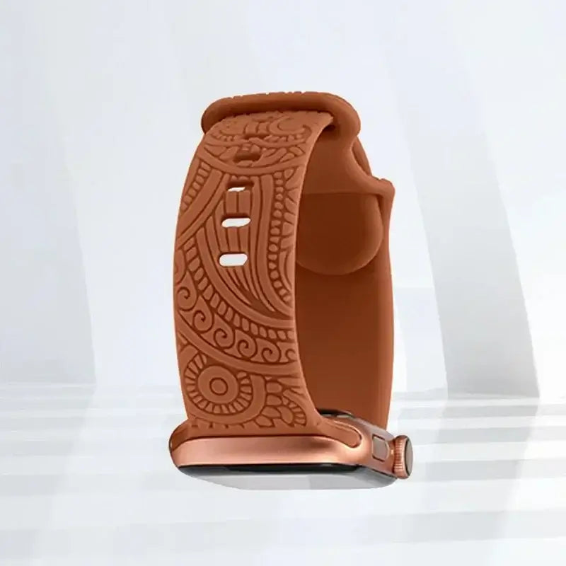Apple Watch Engraved Silicone Band, Ornamental or Leopard