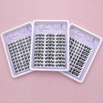 10Rows Cluster False Eyelashes Voluminous Fluffy Thick Natural Curling Lash Manga Eyes，Anime Lash Style，Suitable for Beginners
