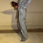 Elegant Sequin Stripe Lapel Neck Top Pant Sets Women Fashion Single Breasted Shine Ribbon Coat Leg Loose Pants Set Female Sets
