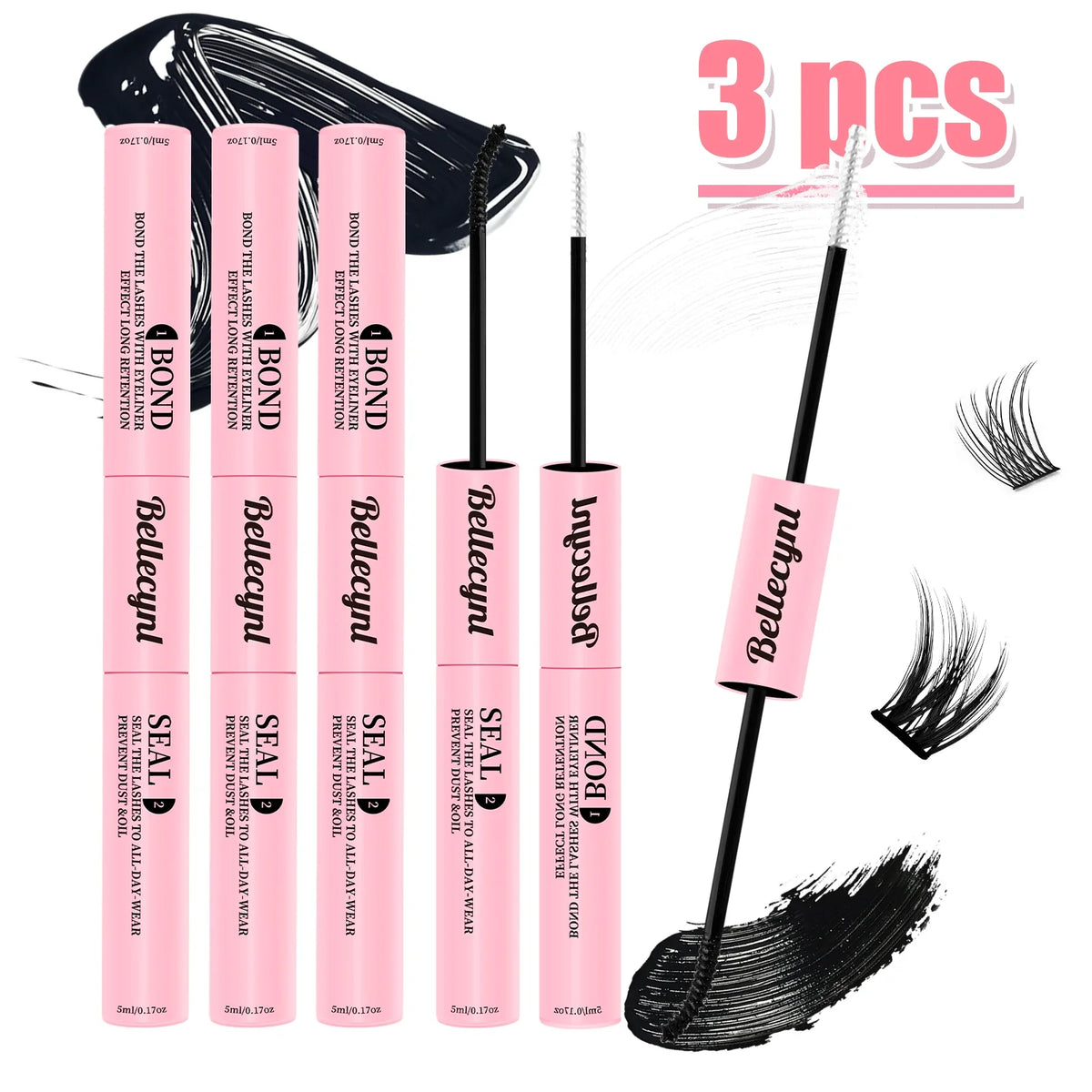 10ml Cluster Lash Glue Waterproof Sweatproof Black Eyelash Adhesive Quick-Dry Clusters Hold up to 72 Hours