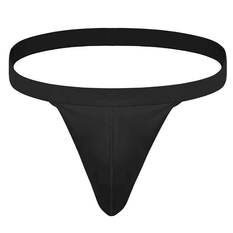 Men's Sexy Low Rise T Back Underwear Big Bag Exposed Crotch Thong U Convex Lingerie Men Sex Body BDSM Sissy Gay Bikini Panties