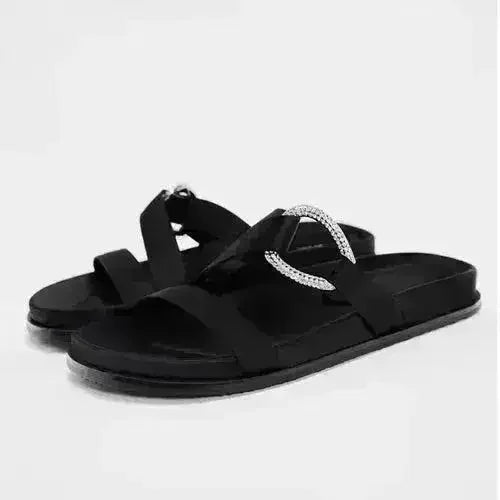 Designer Chic Flat Sandals - Animal Print & Comfort | Femstylo