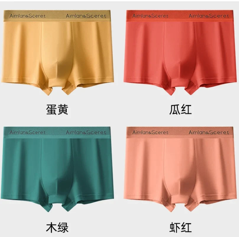 4PCS Mens Underwear Men Fashion Underpants Male High Stretch Boxer Panties Shorts Breathable Soft Shorts Comfortable Plus size