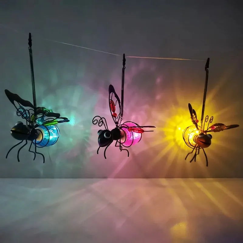 5PCS Solar-Powered Hanging Metal Ladybug Light  Garden Decor  Lady Sculpture with Bouncy Springs Summer Outdoor Art Decorations