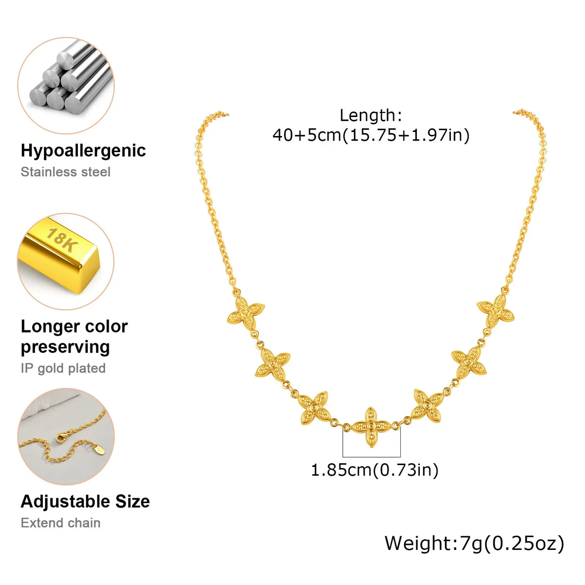 Waterproof Stainless Steel Heart Statement Necklace for Women, Non Tarnish 18k Gold Plated Party Jewelry